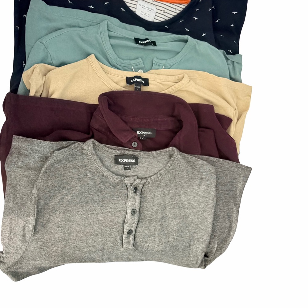 Express Men's Top Bundle - Gray, Burgundy, Tan, Mint, Navy